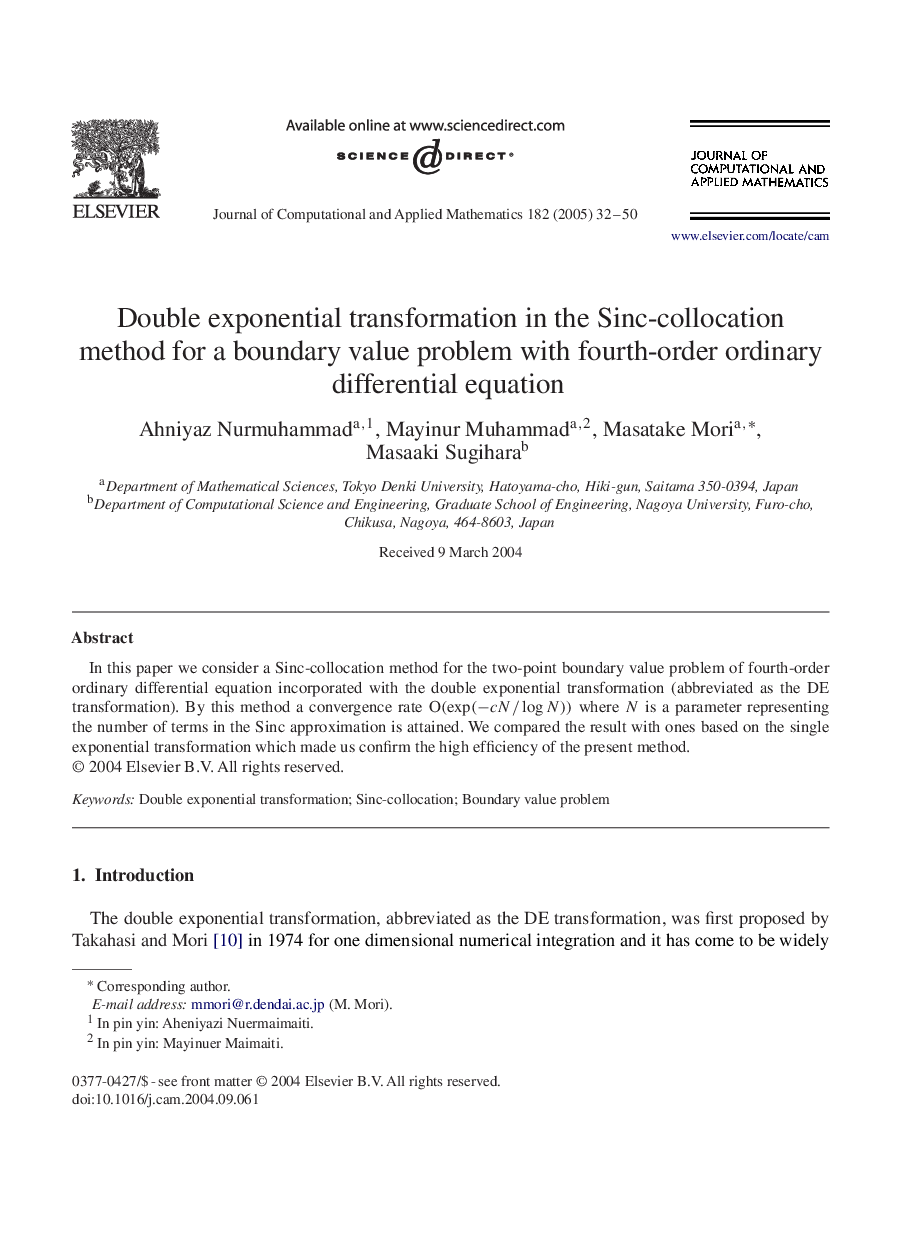 Double exponential transformation in the Sinc-collocation method for a boundary value problem with fourth-order ordinary differential equation