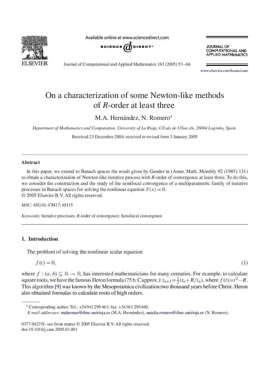 On a characterization of some Newton-like methods of R-order at least three