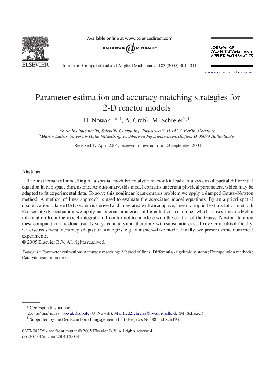 Parameter estimation and accuracy matching strategies for 2-D reactor models