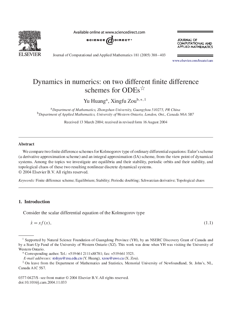 Dynamics in numerics: on two different finite difference schemes for ODEs