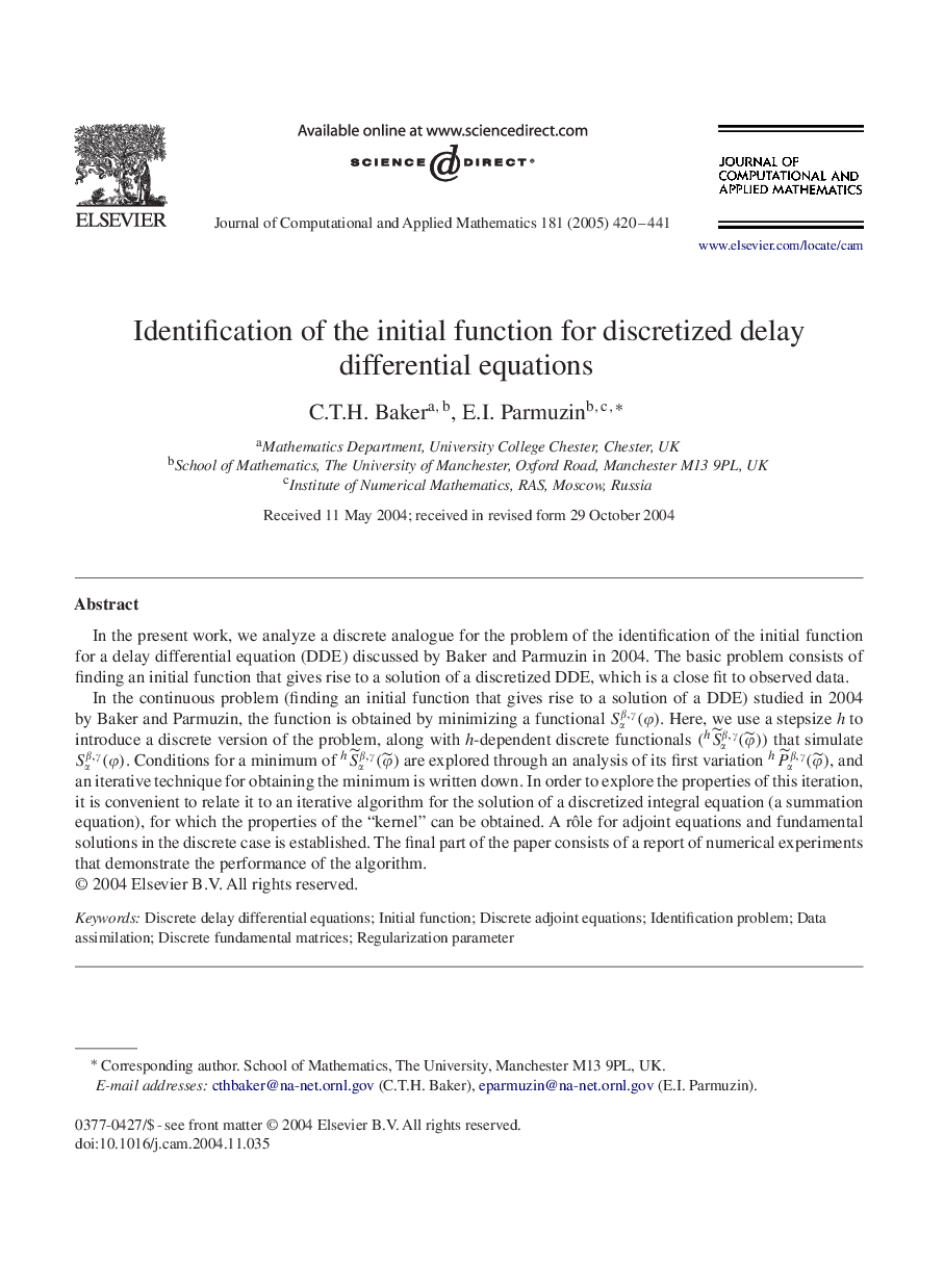 Identification of the initial function for discretized delay differential equations