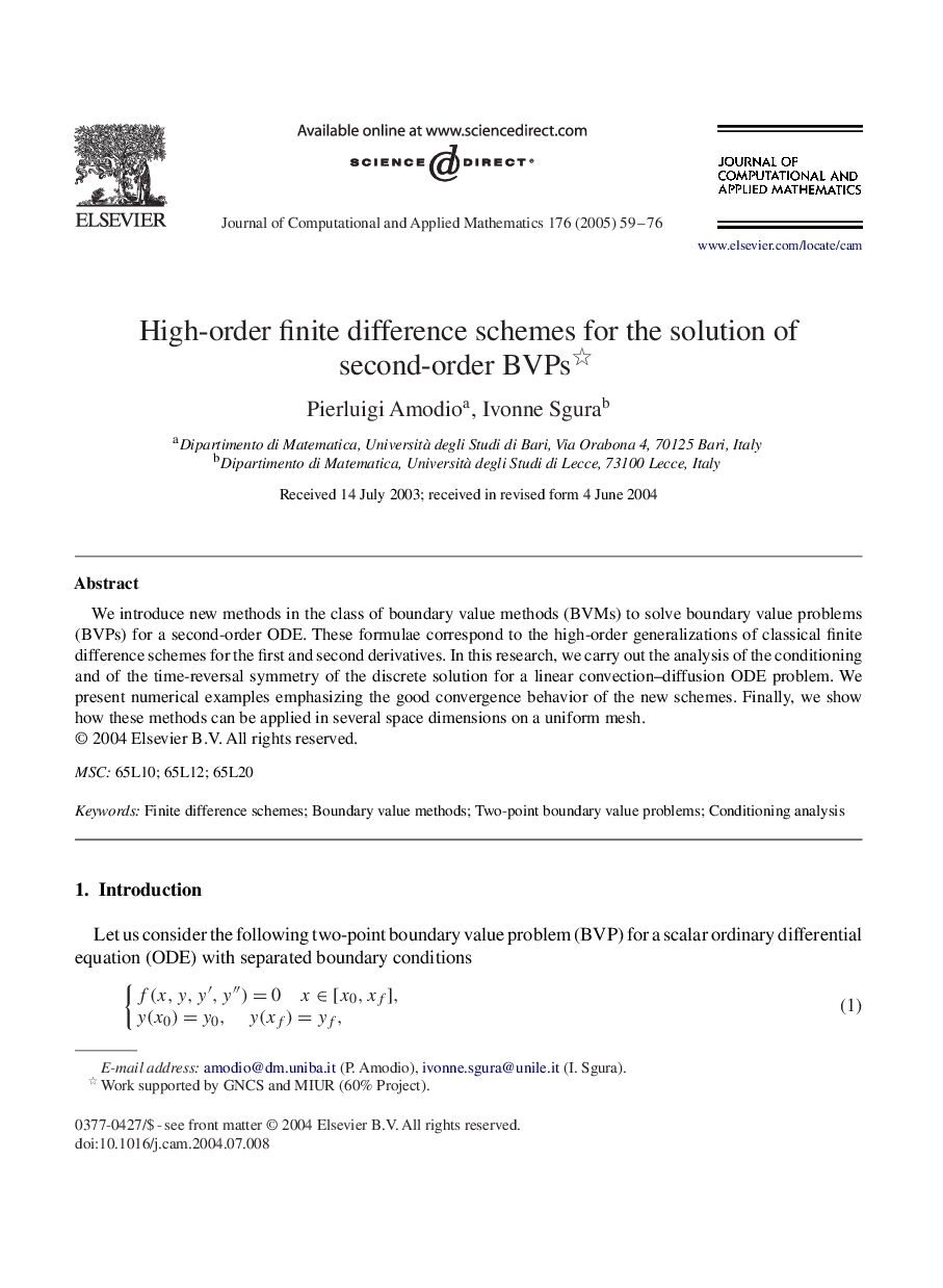 High-order finite difference schemes for the solution of second-order BVPs