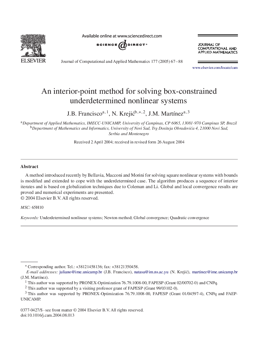 An interior-point method for solving box-constrained underdetermined nonlinear systems