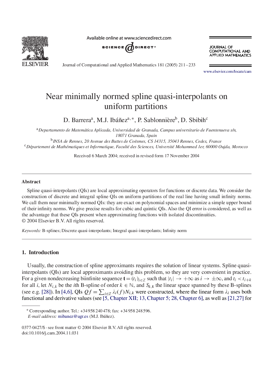 Near minimally normed spline quasi-interpolants on uniform partitions