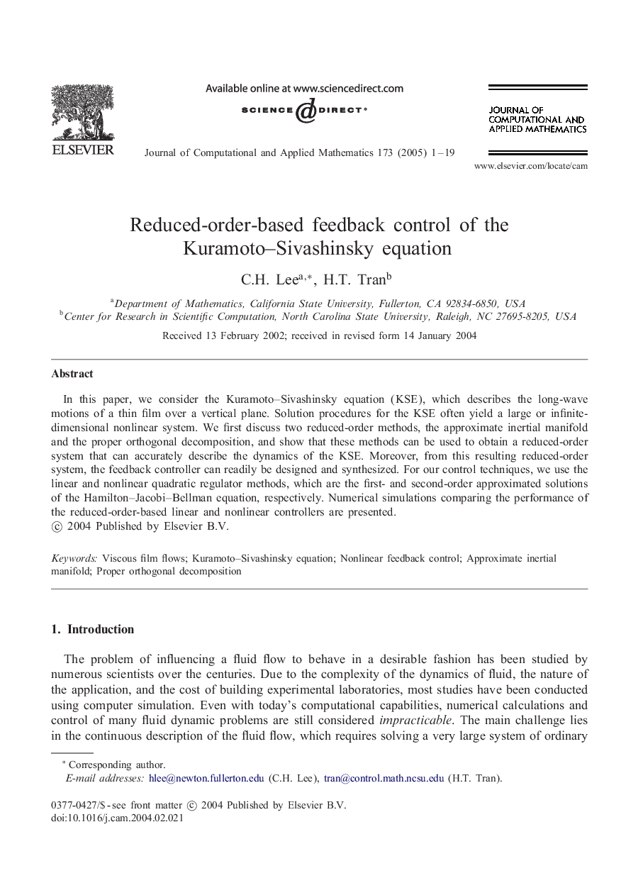 Reduced-order-based feedback control of the Kuramoto-Sivashinsky equation