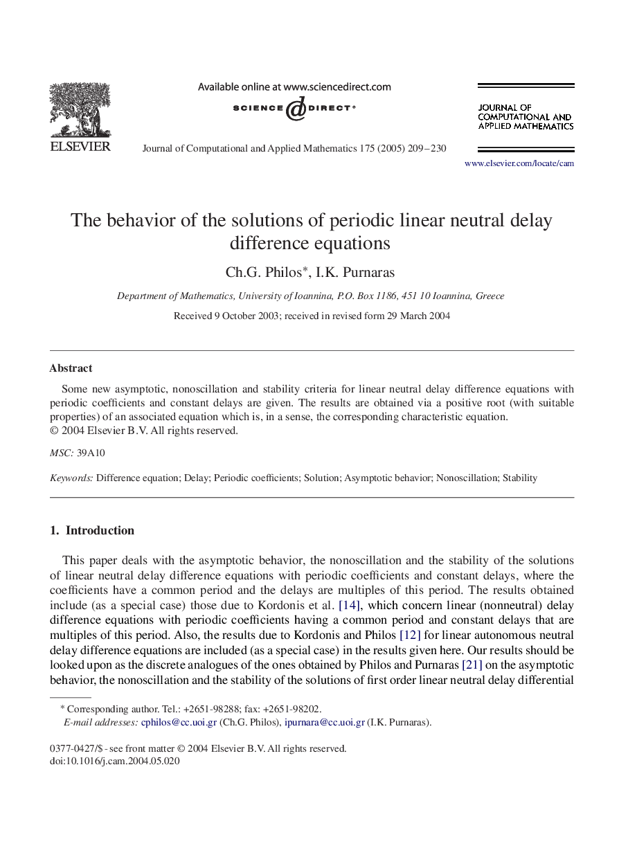 The behavior of the solutions of periodic linear neutral delay difference equations