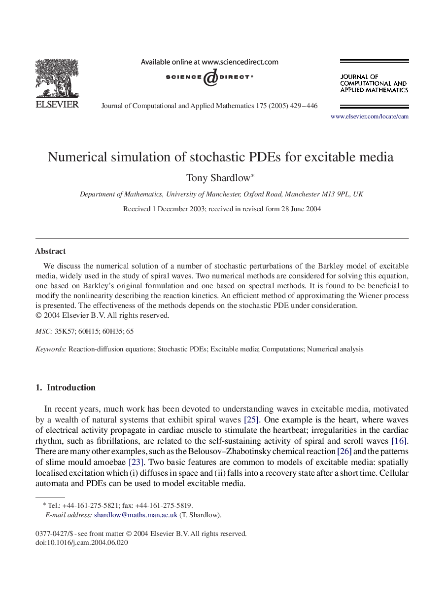 Numerical simulation of stochastic PDEs for excitable media