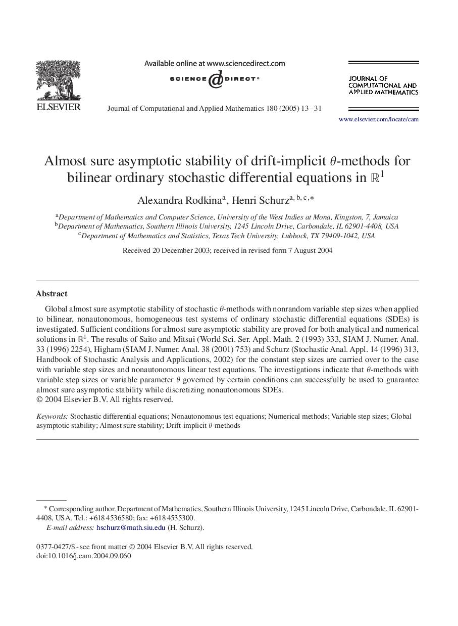 Almost sure asymptotic stability of drift-implicit Î¸-methods for bilinear ordinary stochastic differential equations in R1