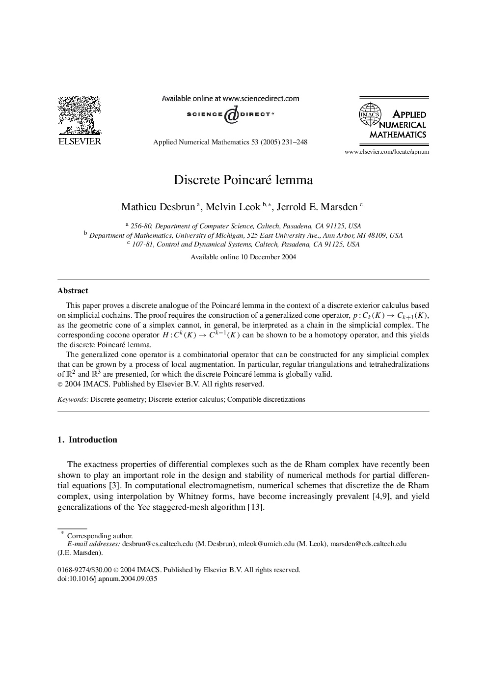 Discrete Poincaré lemma