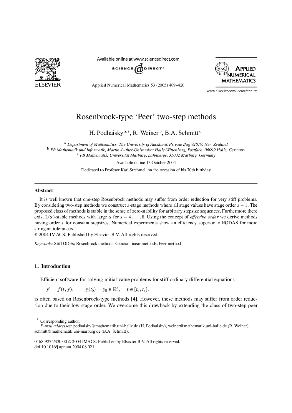 Rosenbrock-type 'Peer' two-step methods