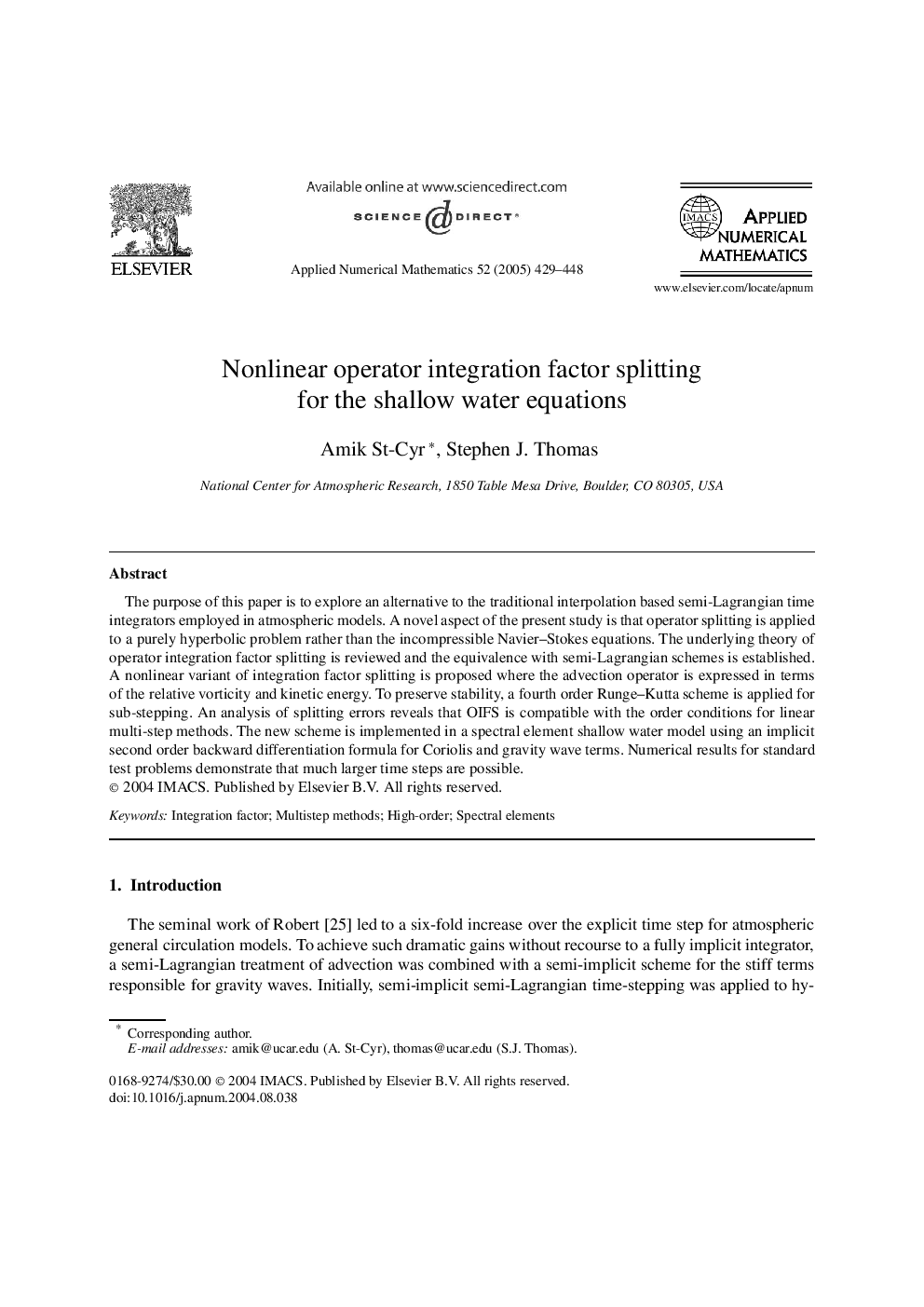 Nonlinear operator integration factor splitting for the shallow water equations