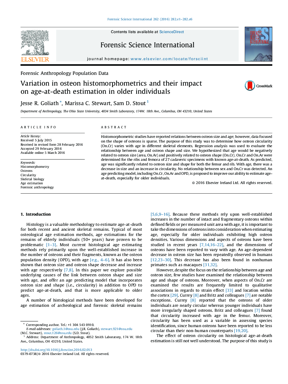 Variation in osteon histomorphometrics and their impact on age-at-death estimation in older individuals