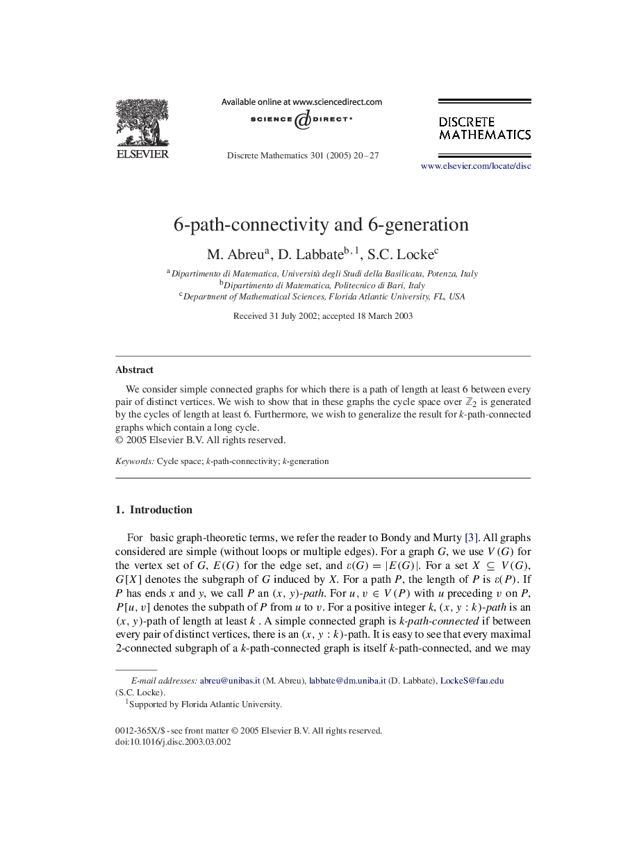 6-path-connectivity and 6-generation