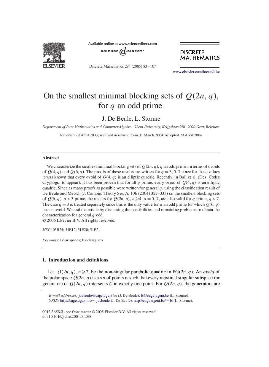 On the smallest minimal blocking sets of Q(2n,q), for q an odd prime