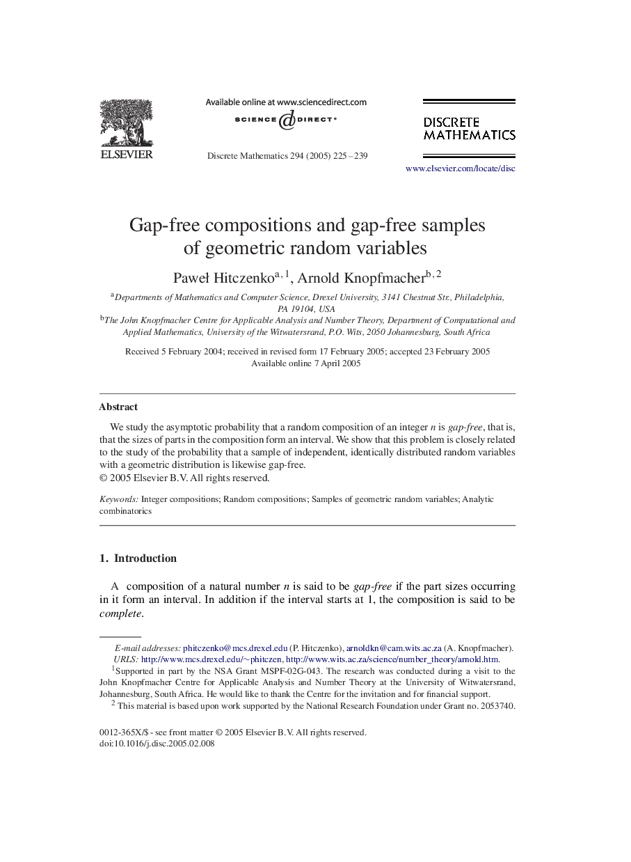 Gap-free compositions and gap-free samples of geometric random variables