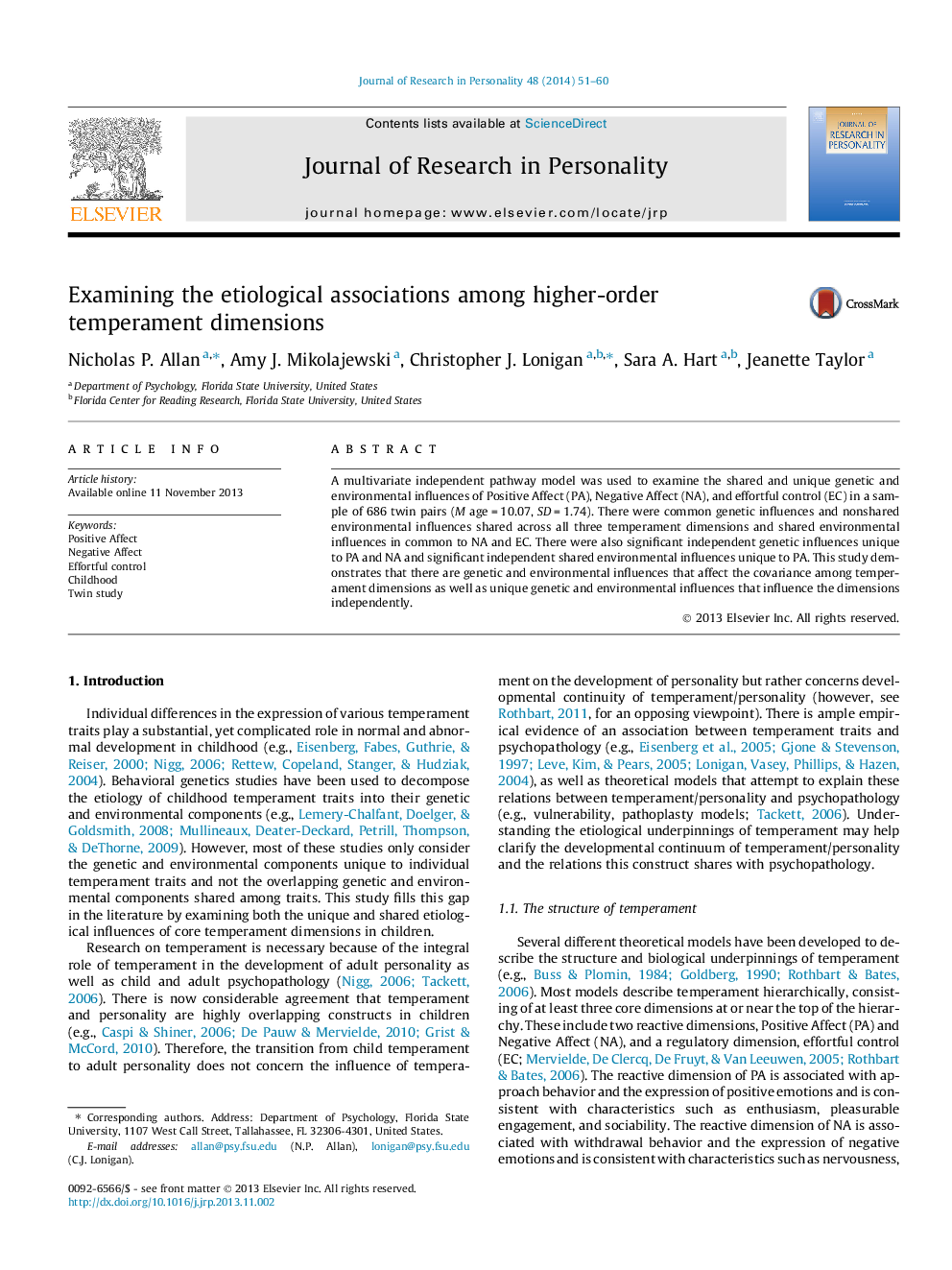 Examining the etiological associations among higher-order temperament dimensions