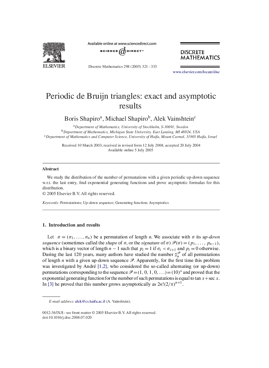 Periodic de Bruijn triangles: exact and asymptotic results