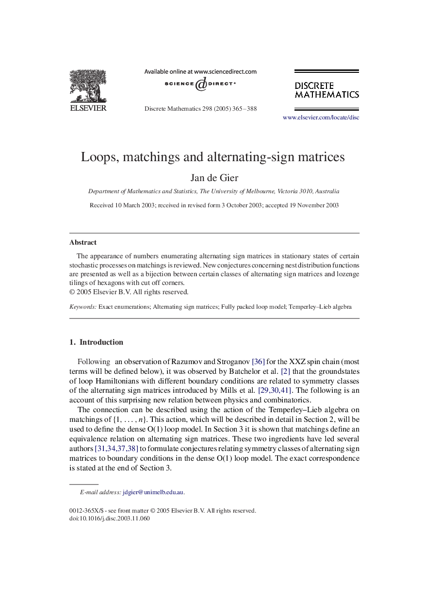 Loops, matchings and alternating-sign matrices