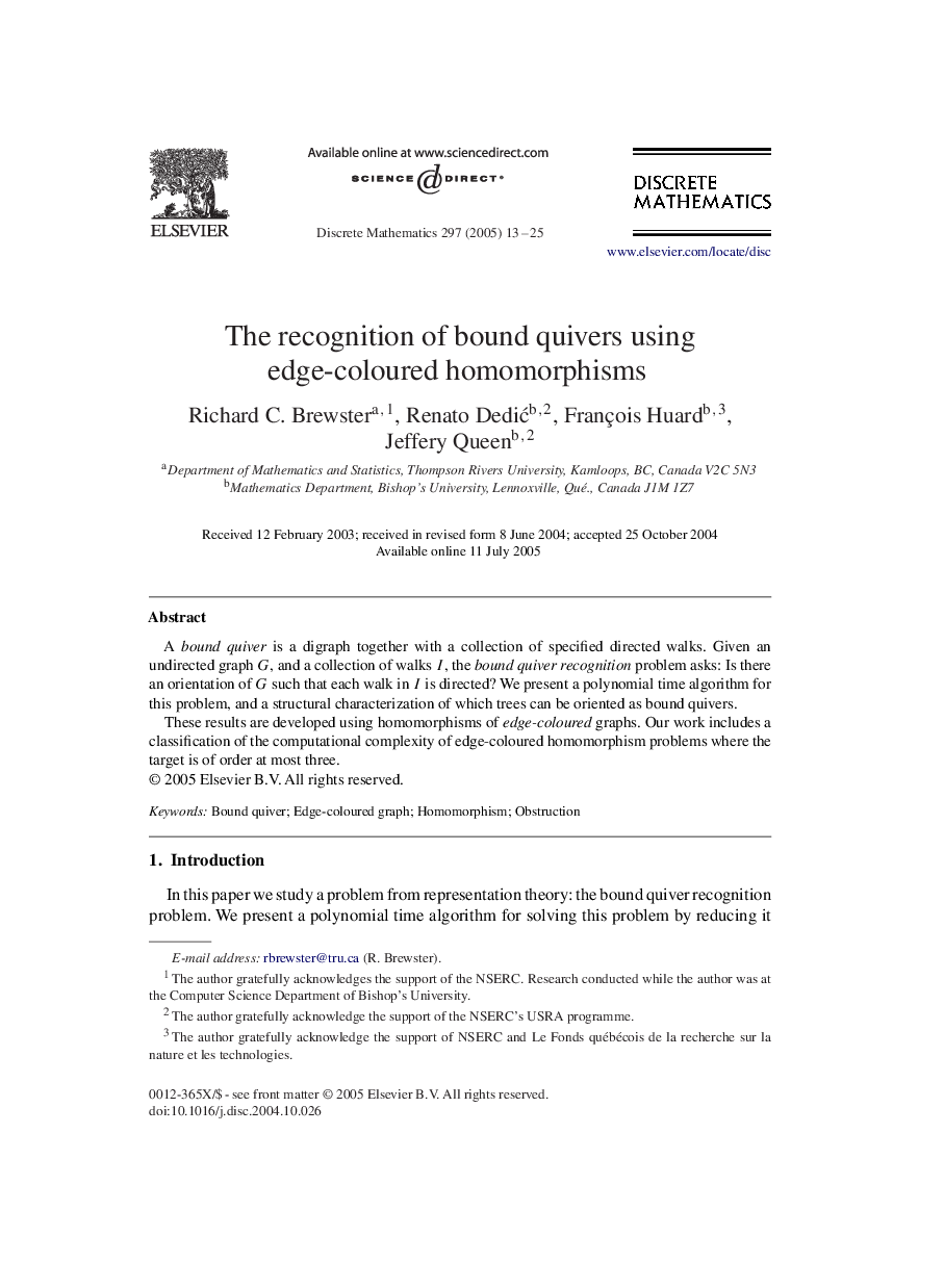 The recognition of bound quivers using edge-coloured homomorphisms