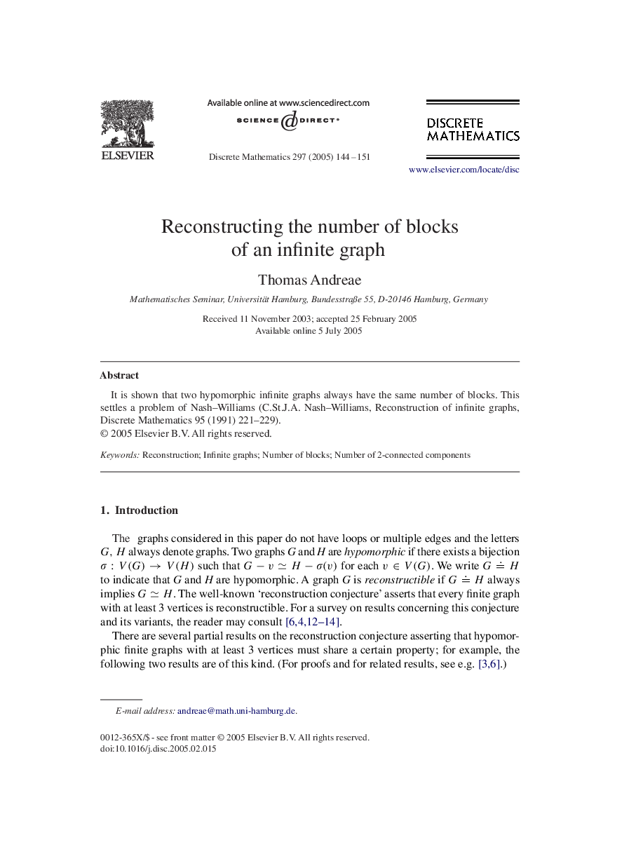 Reconstructing the number of blocks of an infinite graph