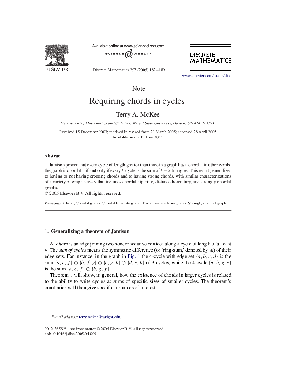 Requiring chords in cycles