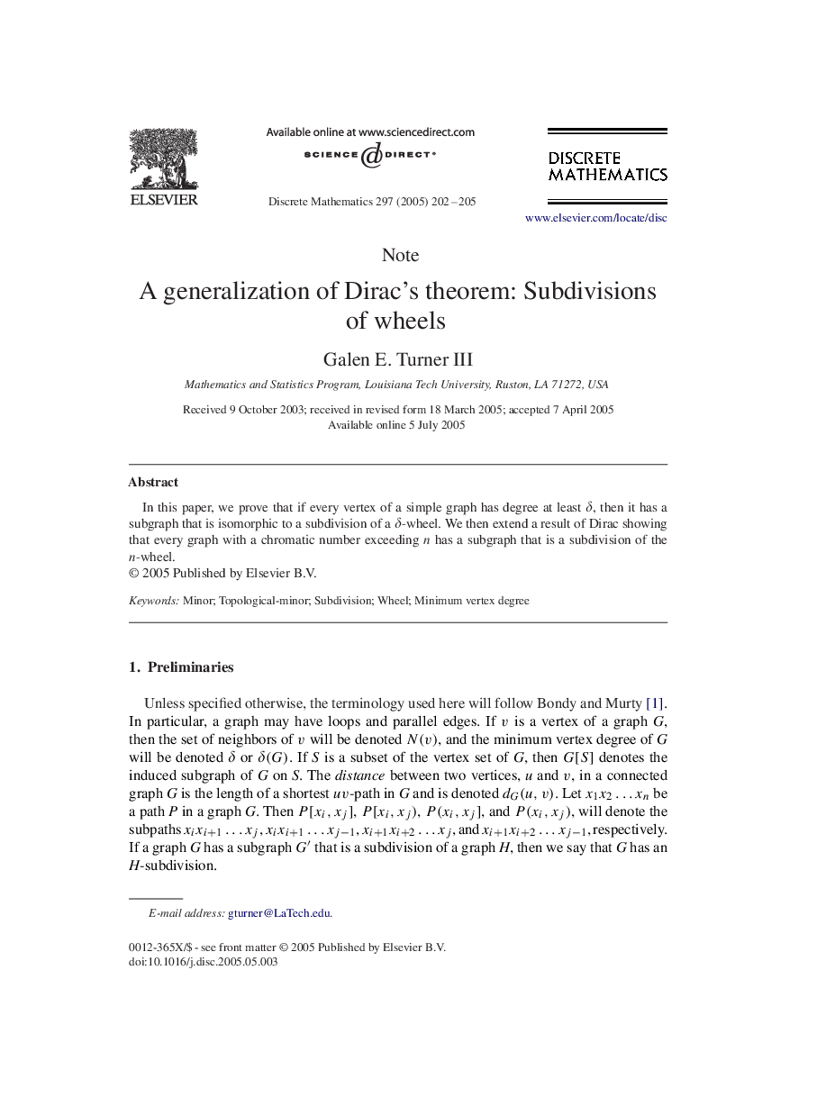 A generalization of Dirac's theorem: Subdivisions of wheels