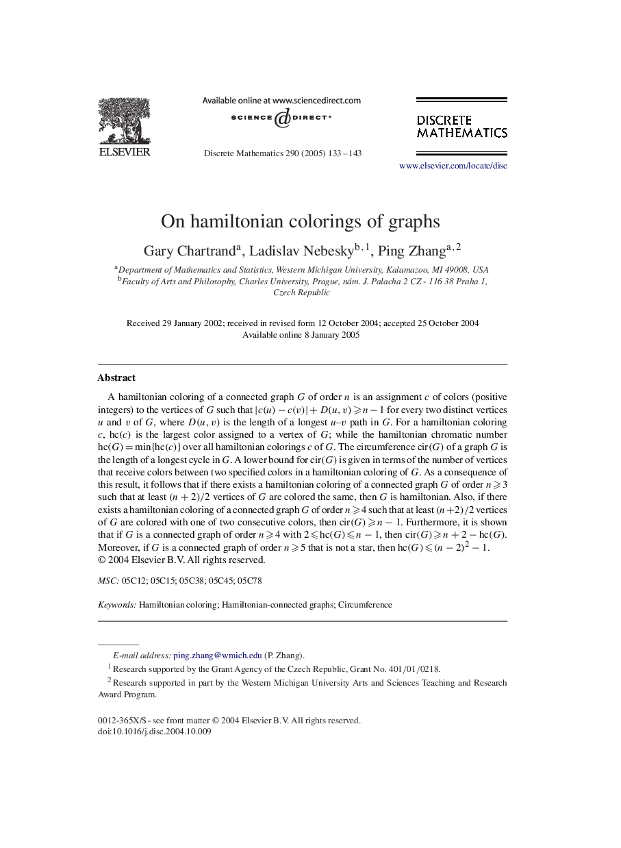 On hamiltonian colorings of graphs