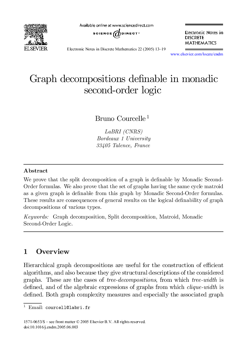 Graph decompositions definable in monadic second-order logic