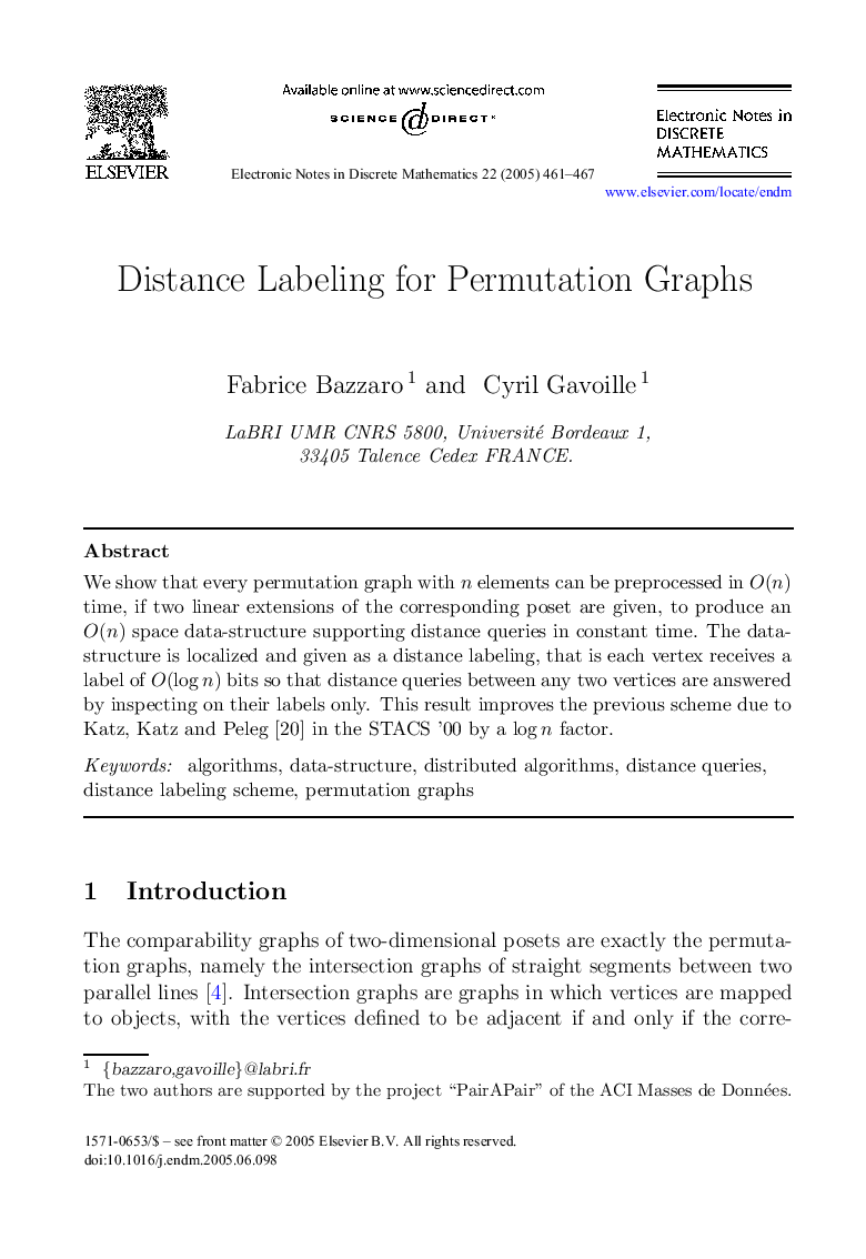 Distance Labeling for Permutation Graphs