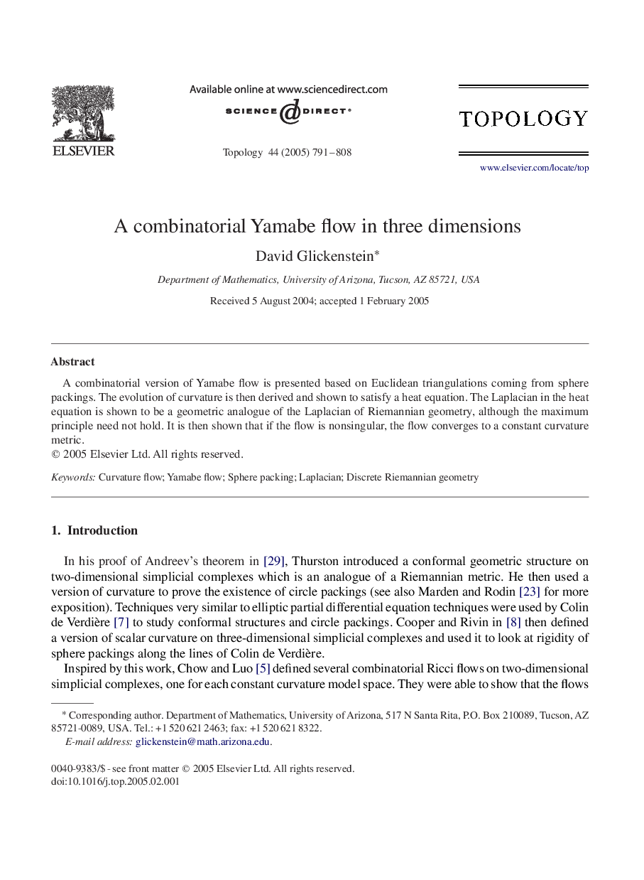 A combinatorial Yamabe flow in three dimensions