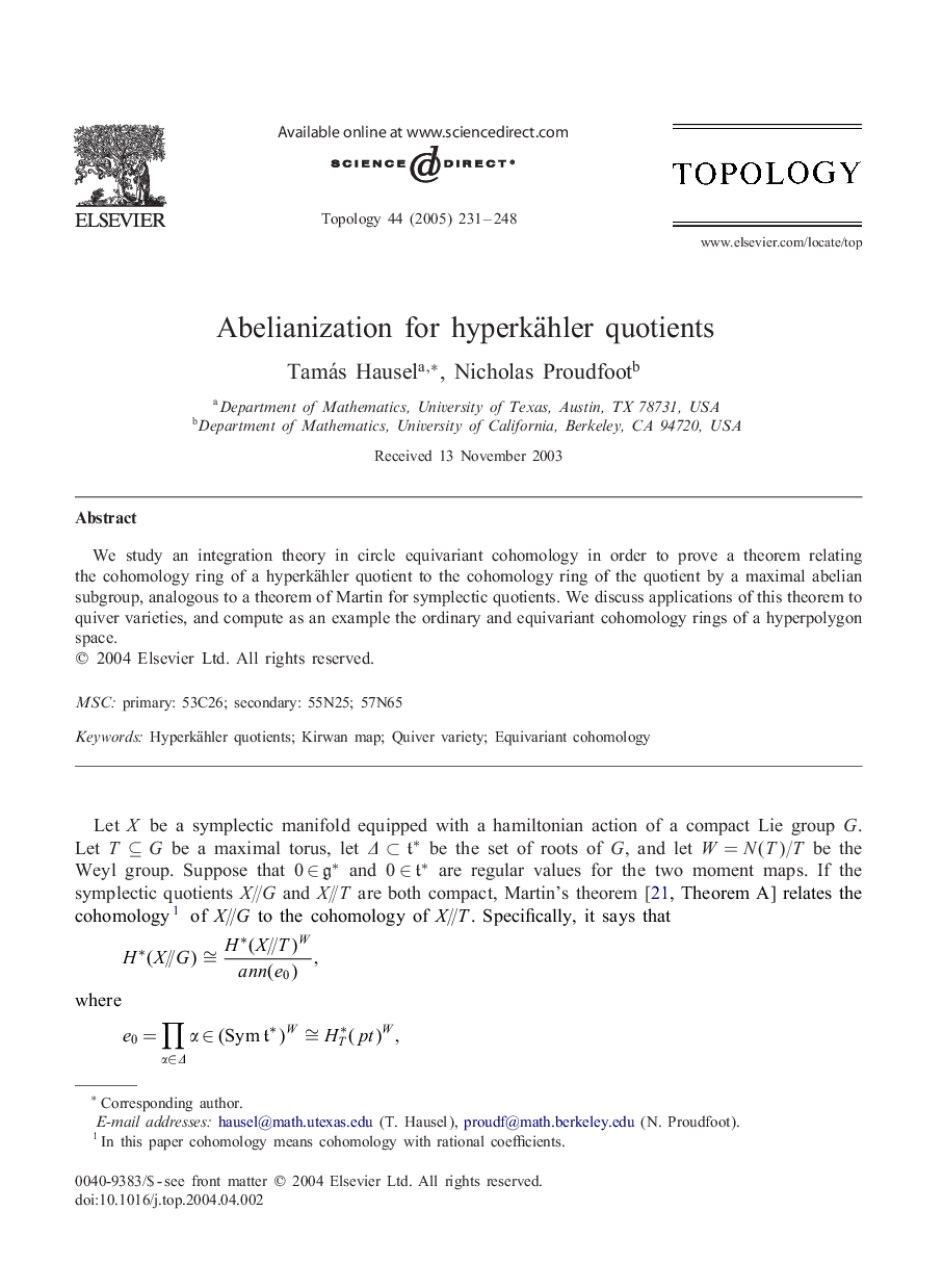 Abelianization for hyperkähler quotients