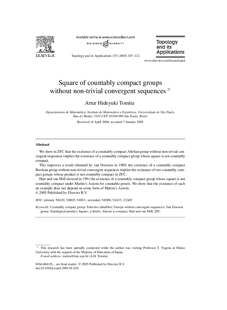 Square of countably compact groups without non-trivial convergent sequences