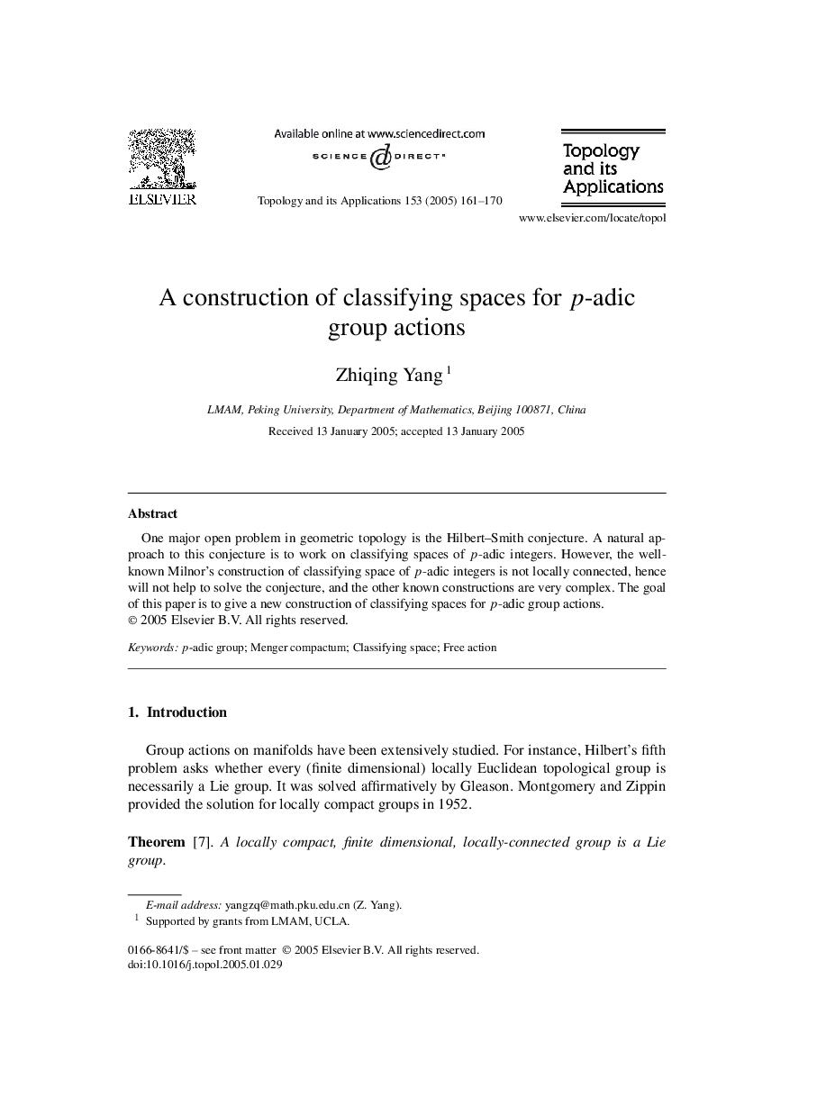 A construction of classifying spaces for p-adic group actions