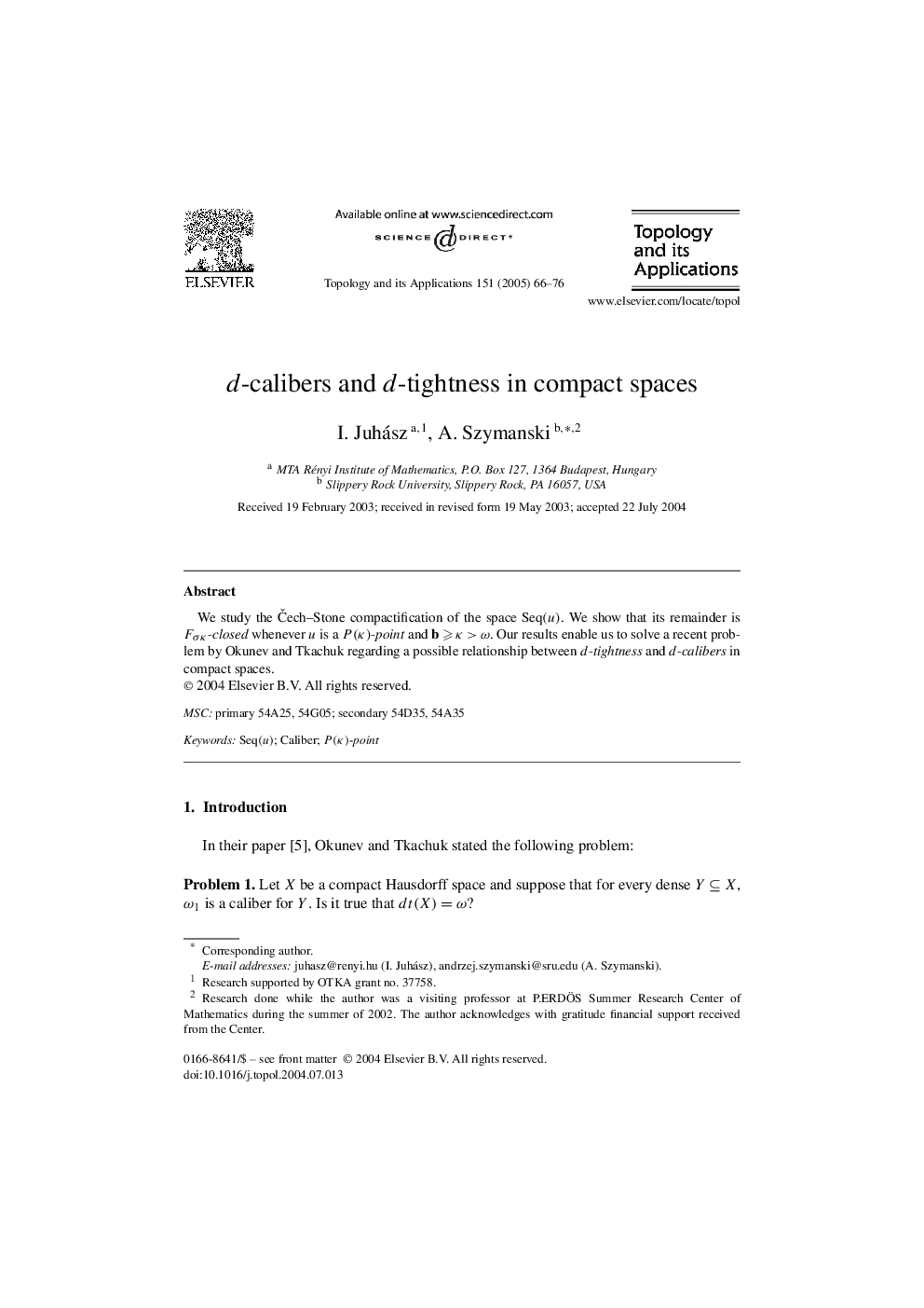 d-calibers and d-tightness in compact spaces