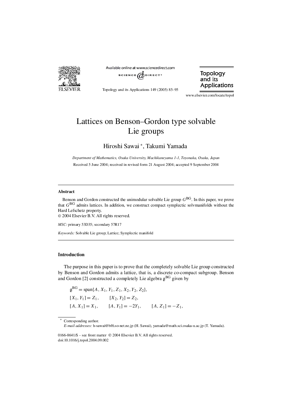 Lattices on Benson-Gordon type solvable Lie groups