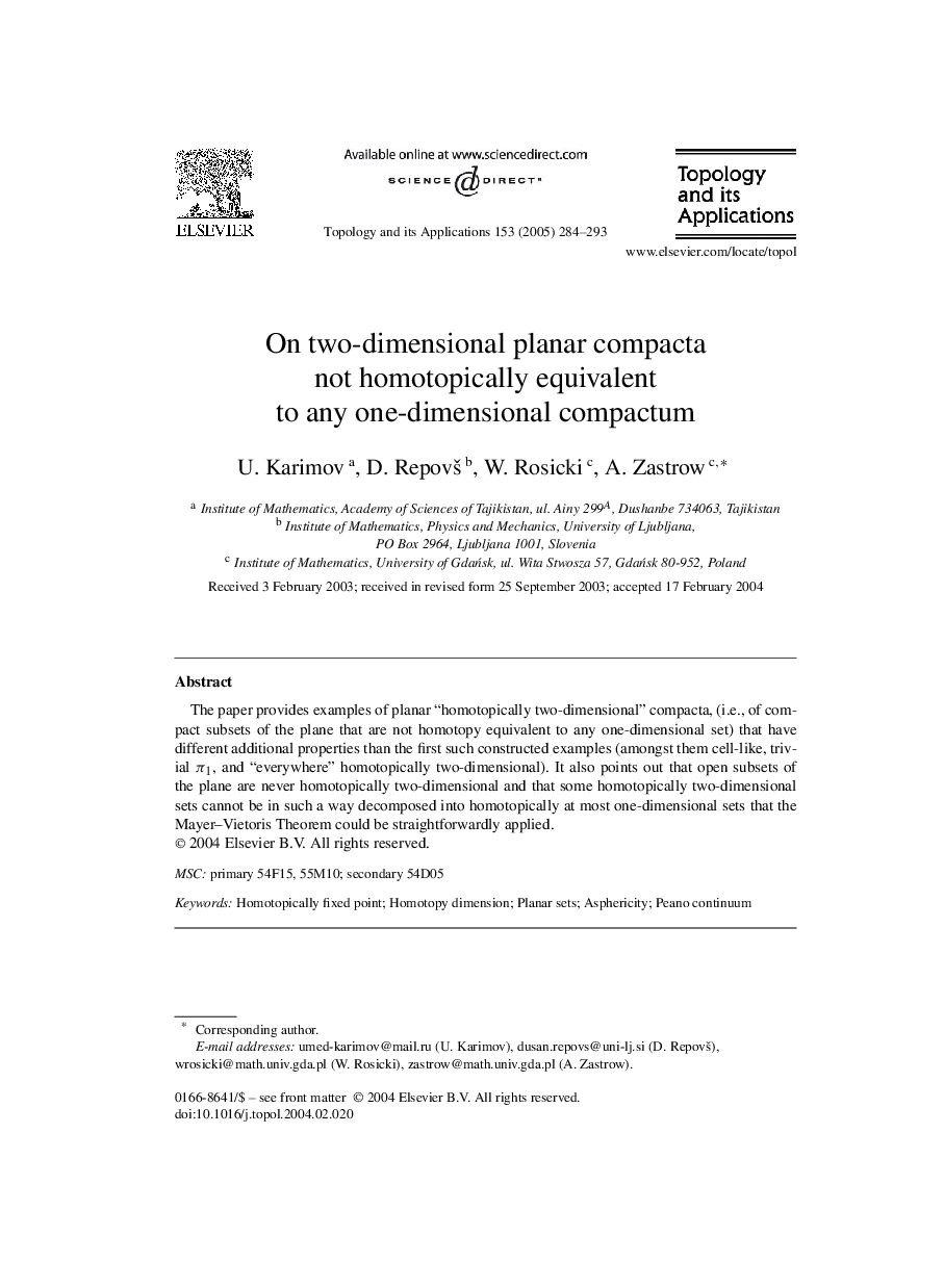 On two-dimensional planar compacta not homotopically equivalent to any one-dimensional compactum