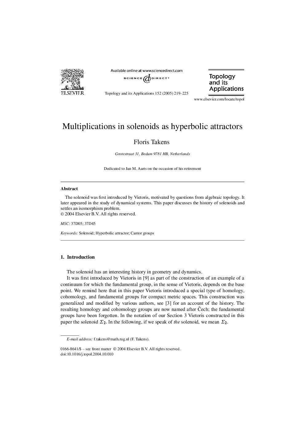 Multiplications in solenoids as hyperbolic attractors