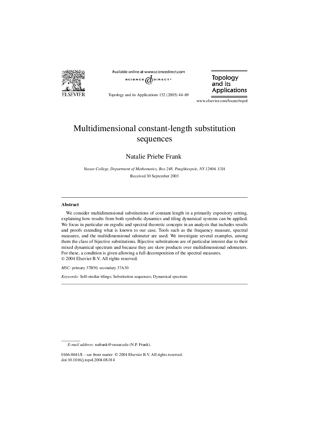 Multidimensional constant-length substitution sequences