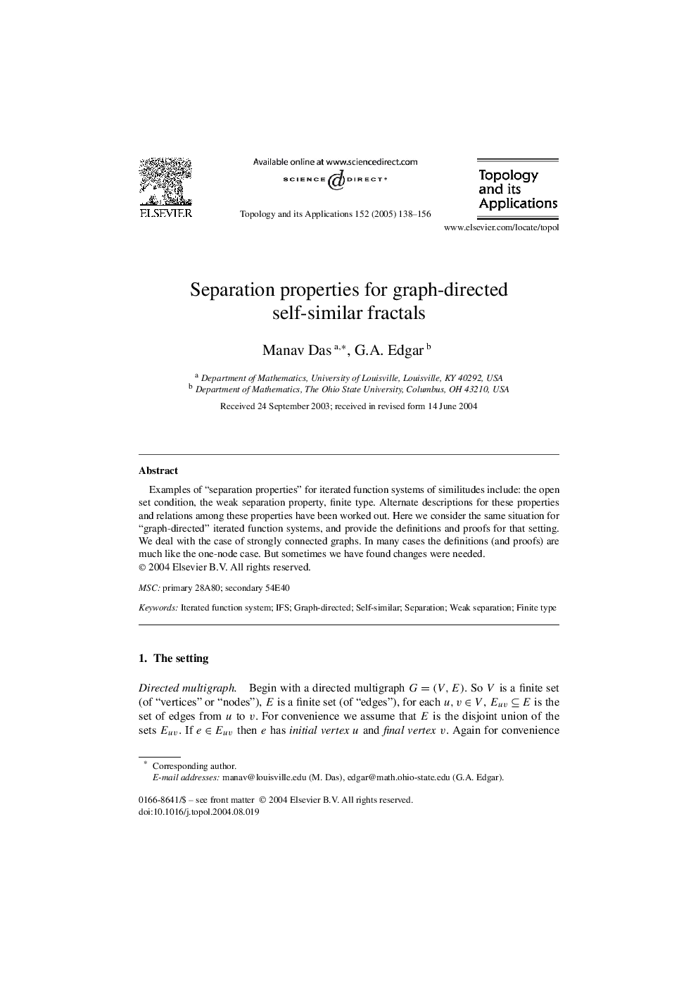 Separation properties for graph-directed self-similar fractals