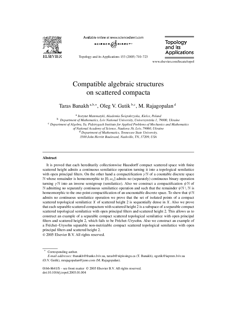 Compatible algebraic structures on scattered compacta