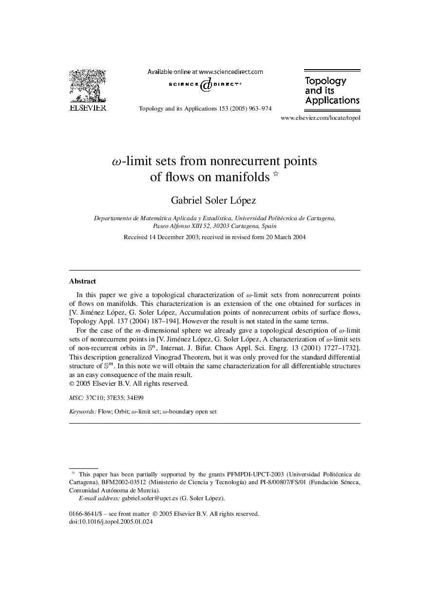 Ï-limit sets from nonrecurrent points of flows on manifolds