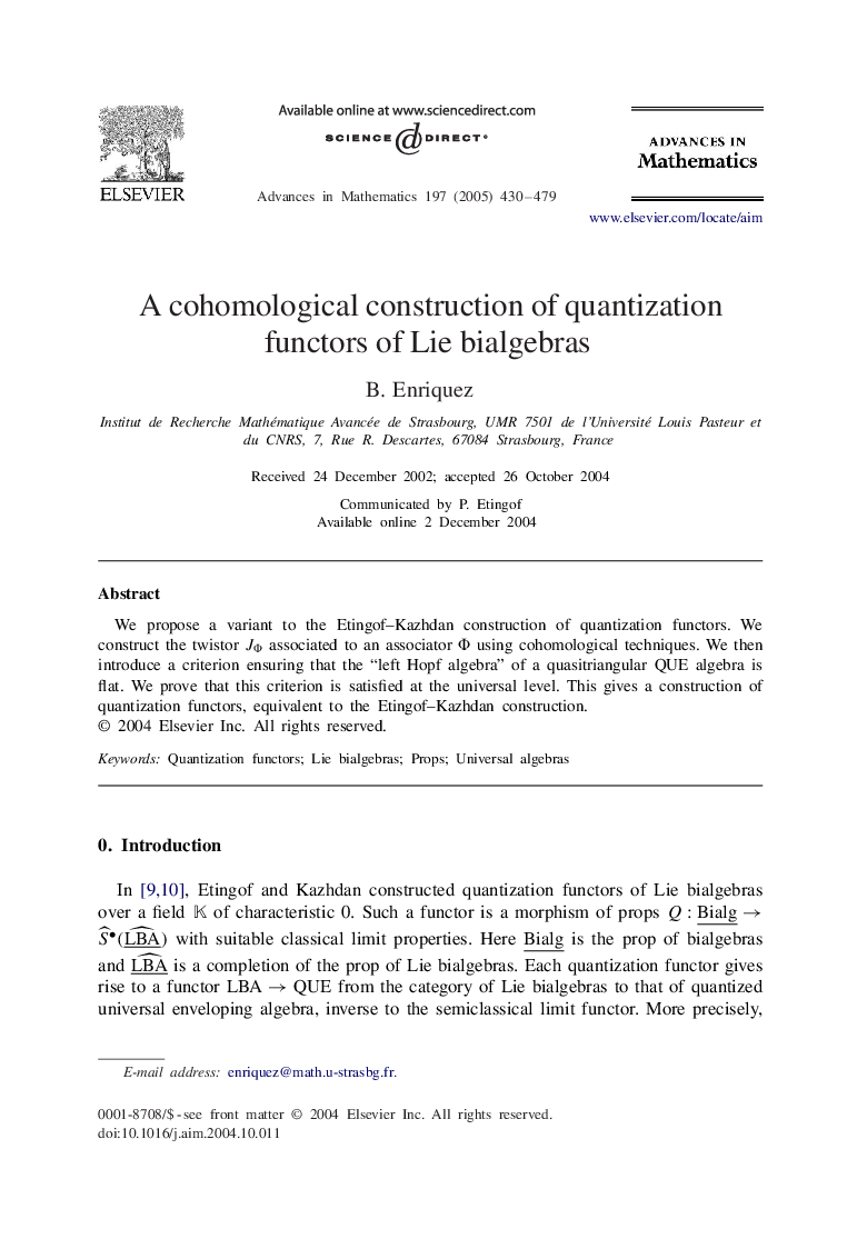 A cohomological construction of quantization functors of Lie bialgebras