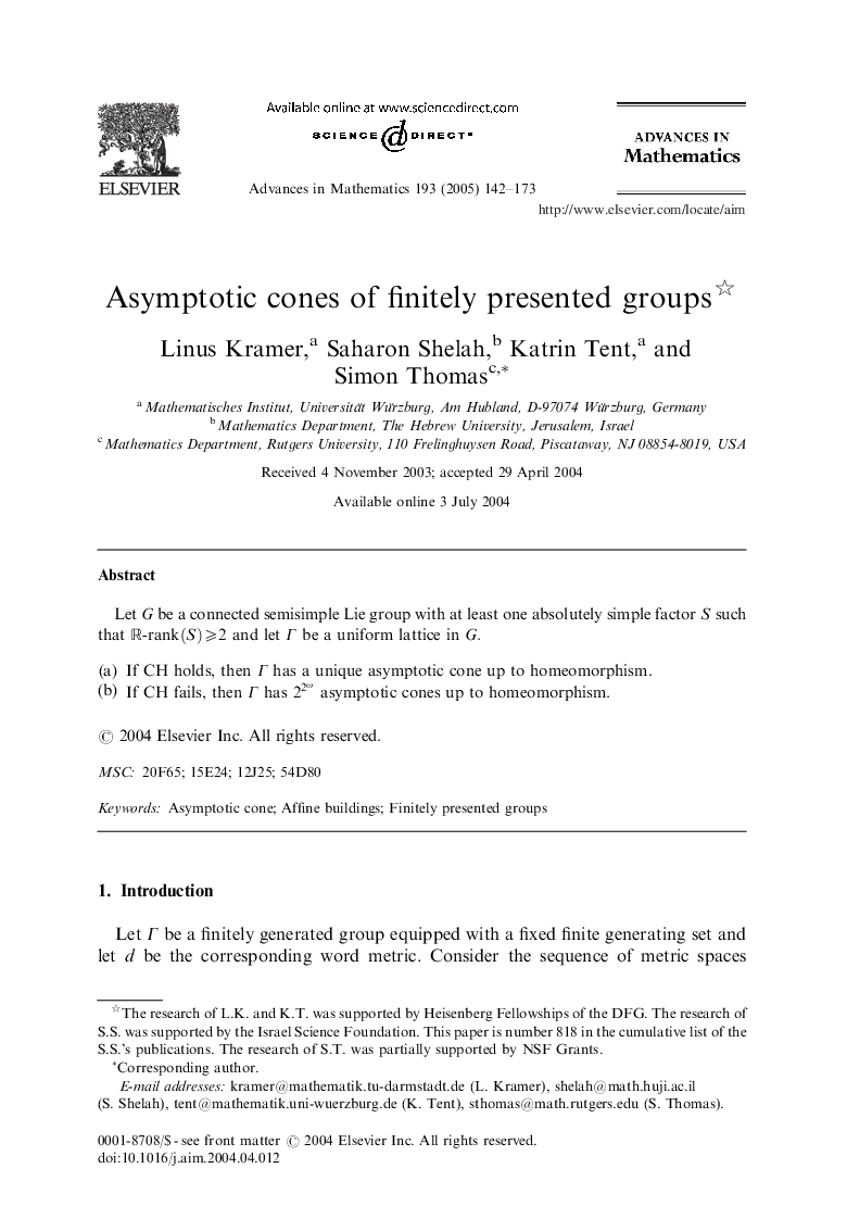 Asymptotic cones of finitely presented groups