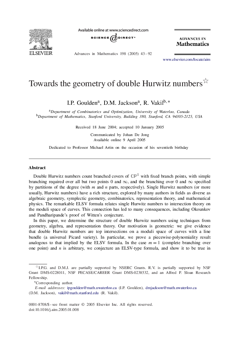 Towards the geometry of double Hurwitz numbers