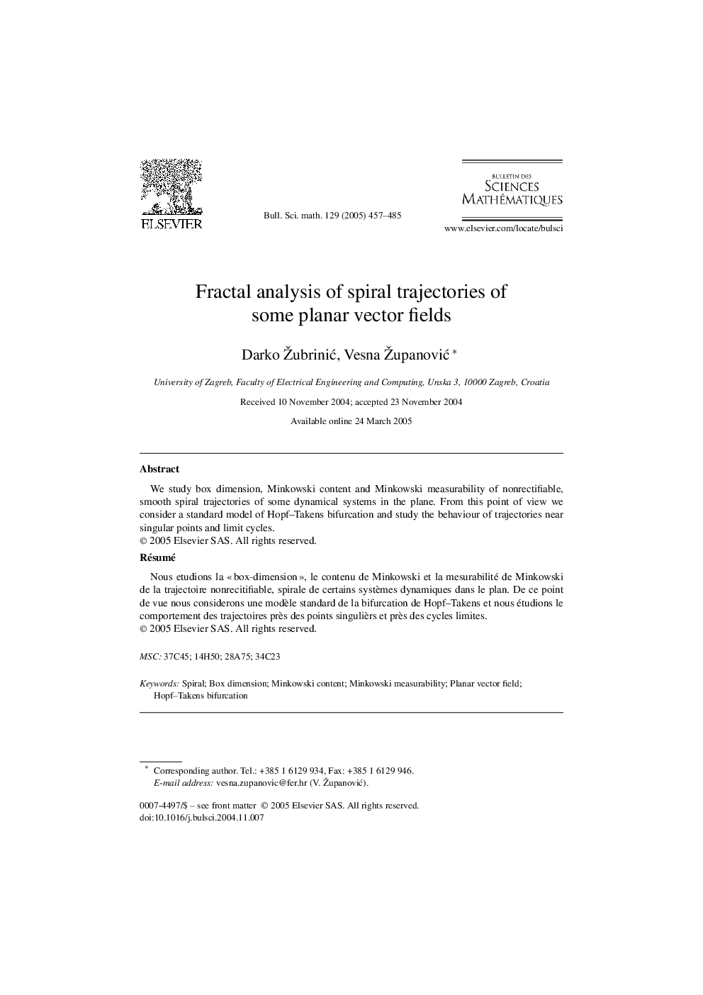 Fractal analysis of spiral trajectories of some planar vector fields