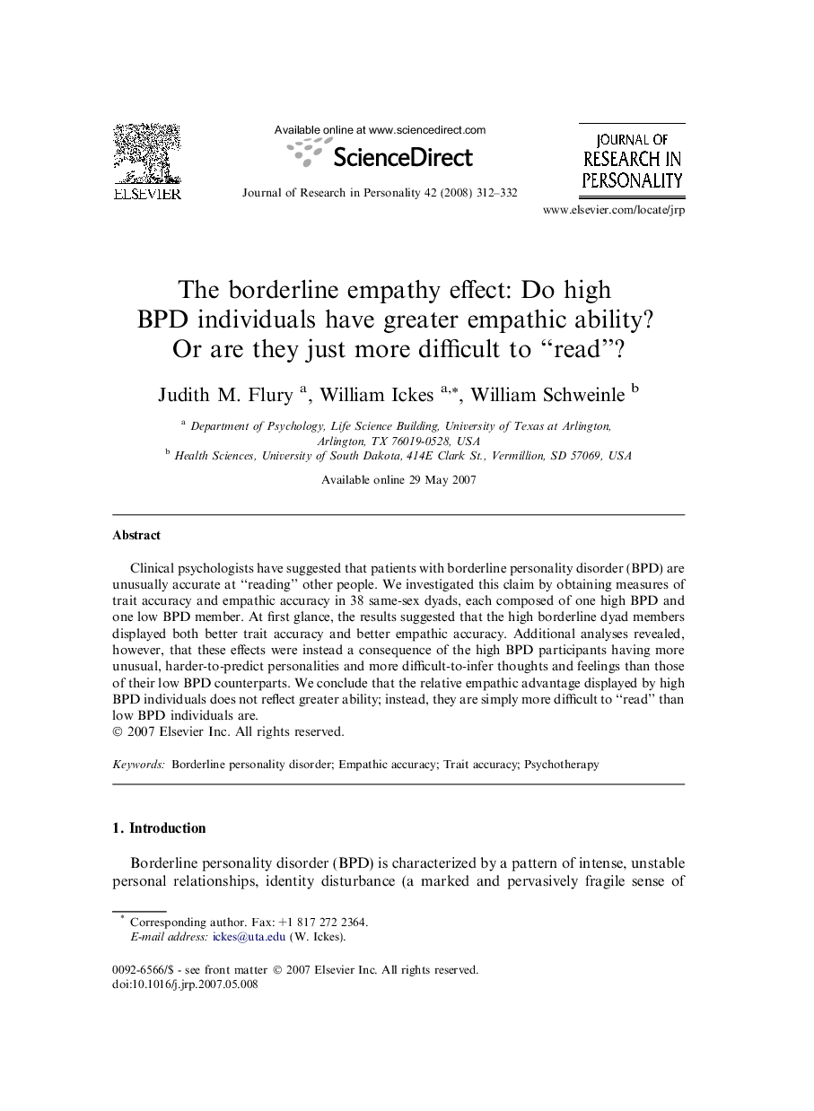 The borderline empathy effect: Do high BPD individuals have greater empathic ability? Or are they just more difficult to “read”?