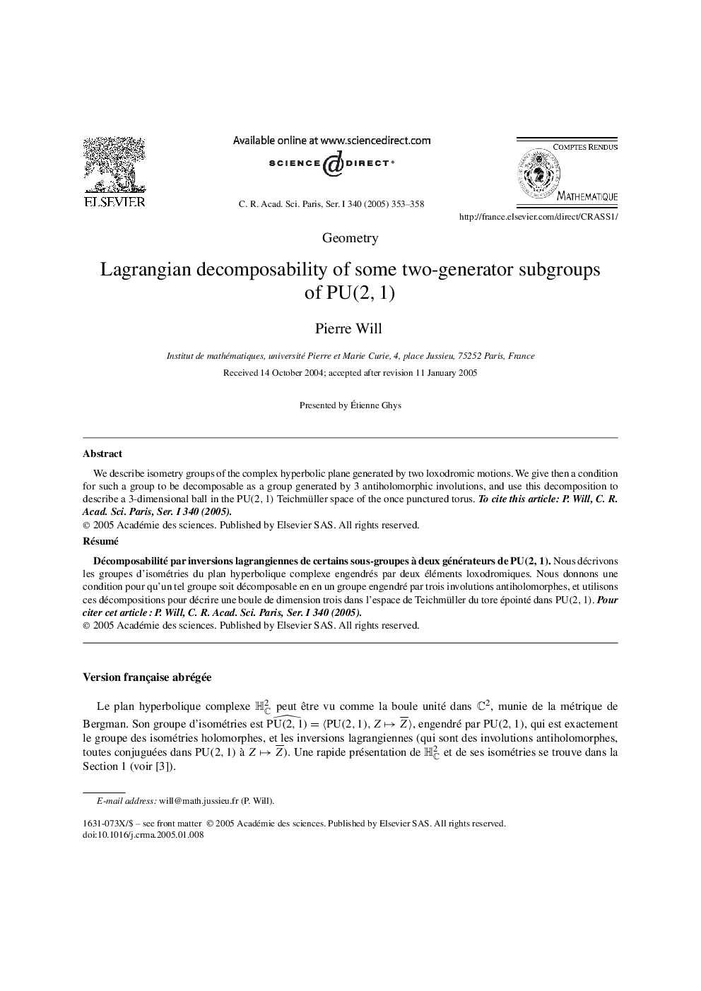 Lagrangian decomposability of some two-generator subgroups of PU(2,1)