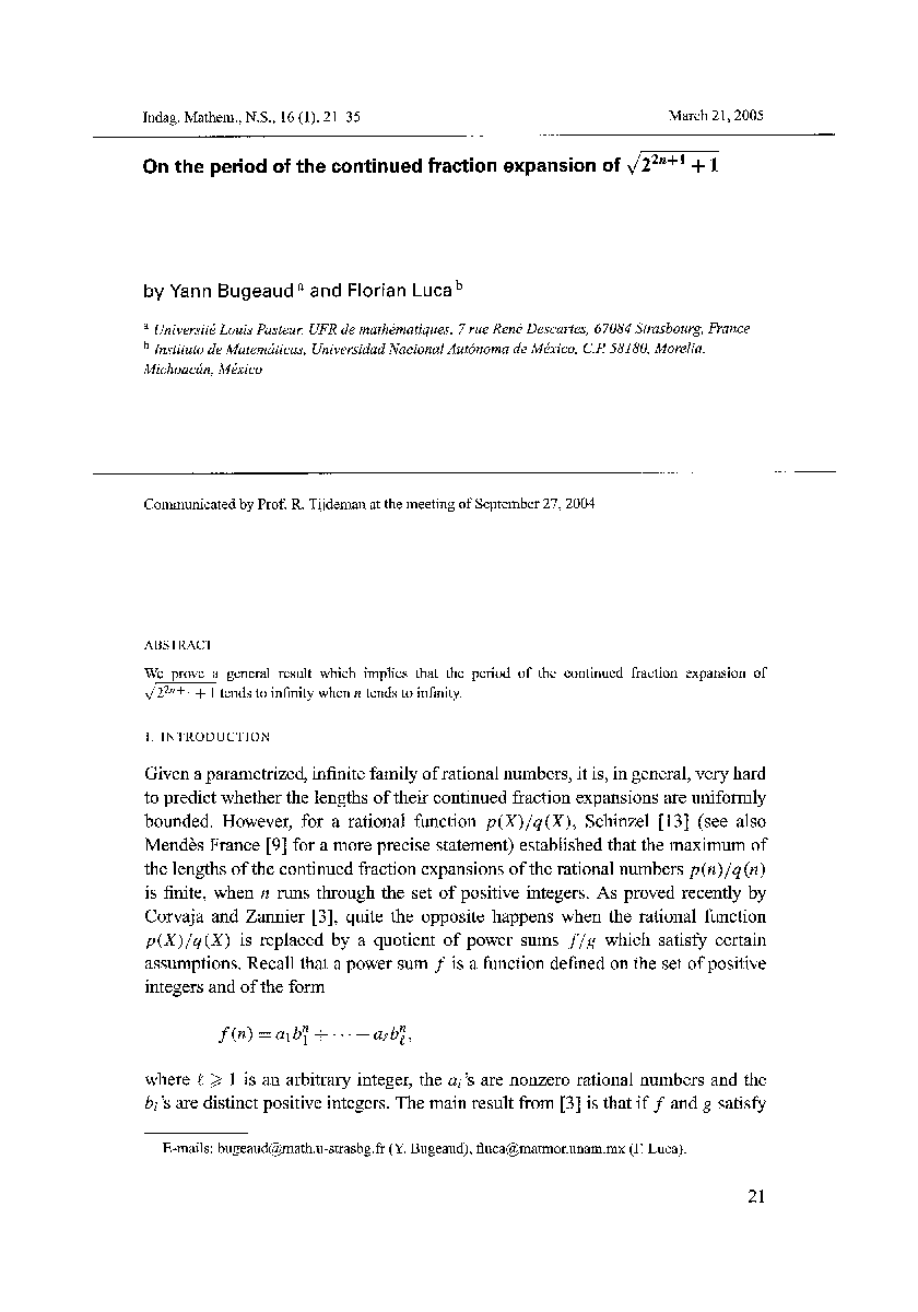 On the period of the continued fraction expansion of â22n+1 + 1