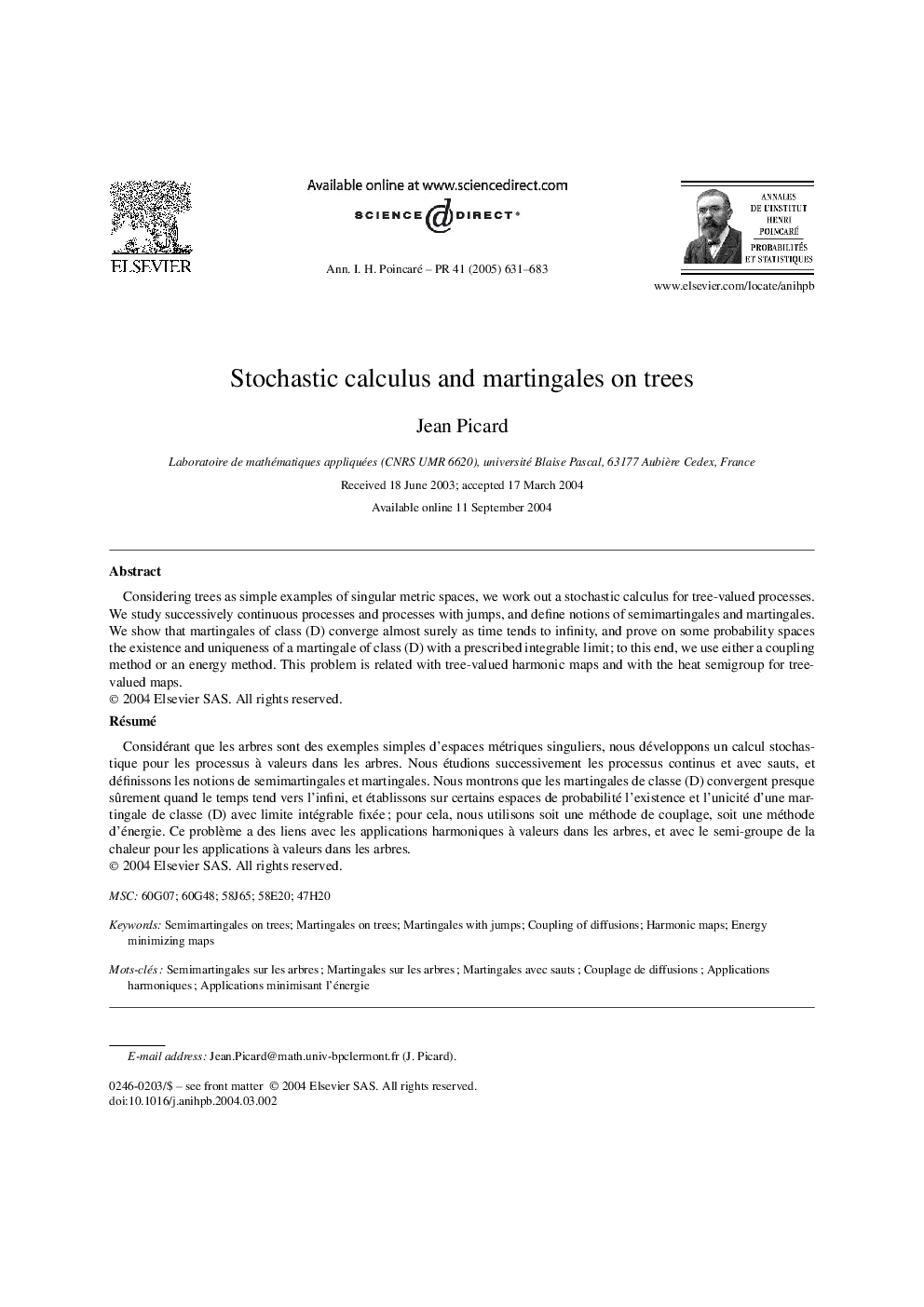 Stochastic calculus and martingales on trees