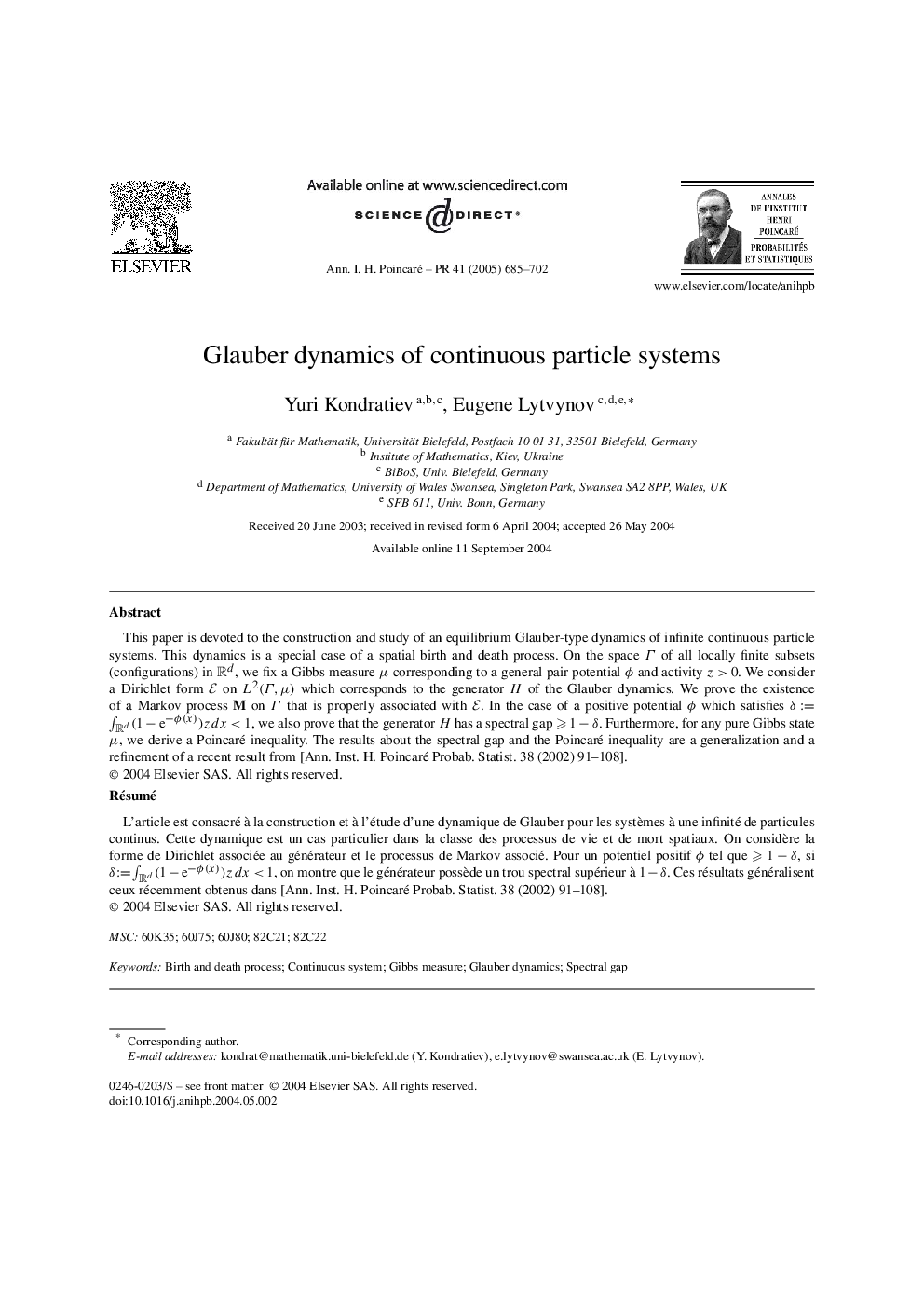 Glauber dynamics of continuous particle systems